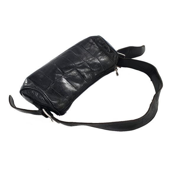 Ombu Y2K Leather Black 90s Baguette Handbag - Picture 2 of 8